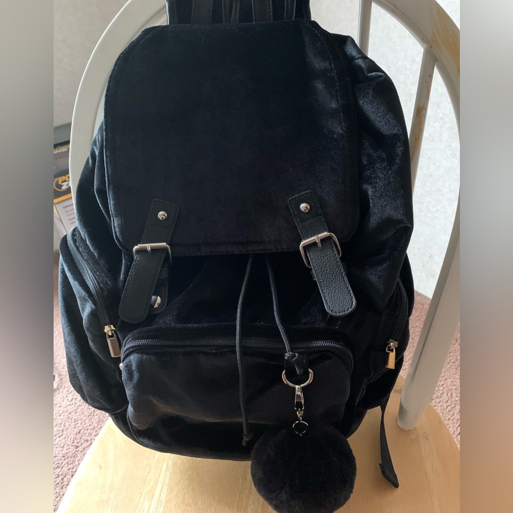 Black Fur Backpack
